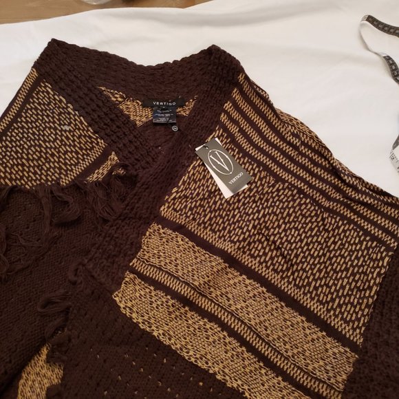 Vertigo Allover Print Fringe Kimono Cardigan NWT - Picture 11 of 16